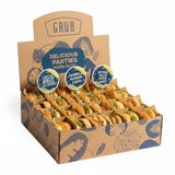 GRUB Singapore box of 24 assorted mini burgers, including cheeseburger, portobello mushroom, and mentaiko grilled chicken sliders.