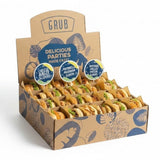 GRUB Singapore party box of 24 assorted mini burgers, including cheeseburger, mushroom, and chicken sliders.