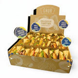 GRUB Singapore box of 24 assorted burger sliders, perfect for parties. Features cheeseburger, maple bacon, grilled chicken, and crispy fish sliders.