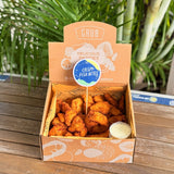 GRUB Singapore box of 50 crispy breaded fish bites with a side of tartar dip, perfect for parties.