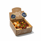 GRUB Singapore Mixed Bites Box with 25 Crispy Fish Bites and 25 Har Cheong Gai Chicken Bites, garnished with lemon and lime slices.