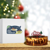GRUB Singapore whole pandan burnt cheesecake with caramelised top and creamy centre, decorated with Merry Christmas topper.