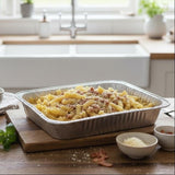 GRUB Singapore pasta party tray with fusilli, bacon, and cheese, serves 8-12