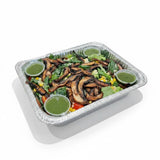GRUB Singapore vegetarian grilled portobello mushroom salad tray with feta cheese and vinaigrette in foil container