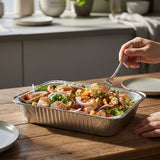 GRUB Singapore Salad Party Tray with grilled salmon, cherry tomatoes, red onion, and croutons, serves 8-12.
