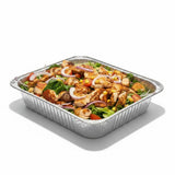 GRUB Singapore Salad Party Tray with grilled salmon, cherry tomatoes, red onion, croutons, and corn. Serves 8-12.