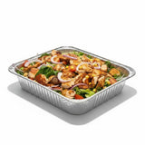GRUB Singapore Salad Party Tray with grilled salmon, cherry tomatoes, red onion, croutons, and corn. Serves 8-12.