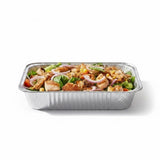GRUB Singapore grilled salmon salad party tray with cherry tomatoes, red onion, corn, and croutons, serves 8-12