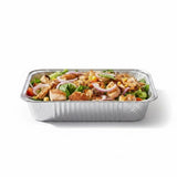 GRUB Singapore grilled salmon salad party tray with cherry tomatoes, red onion, corn, and croutons, serves 8-12