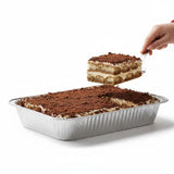 GRUB Singapore Tiramisu tray with coffee soil, layered with cream and ladyfingers, served in an aluminum tray for parties.