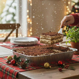 GRUB Singapore Tiramisu tray with coffee soil, layered dessert in aluminum tray, perfect for parties.